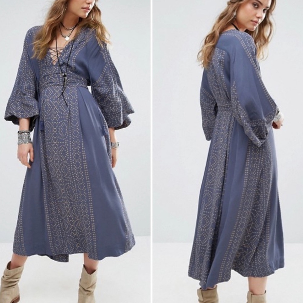 Free People Modern Kimono Tie Front Dress Size 10